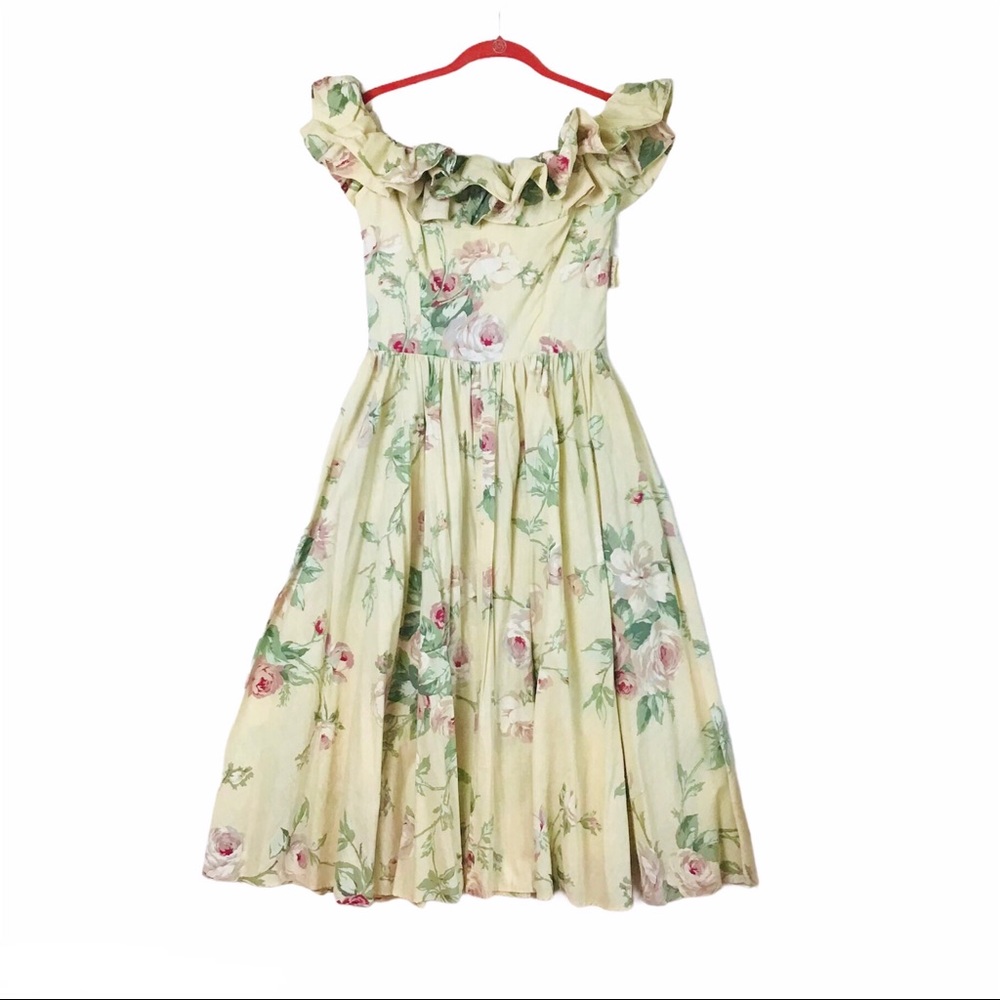 Vintage S.G. Gilbert Yellow Floral Dress - Picture 14 of 14